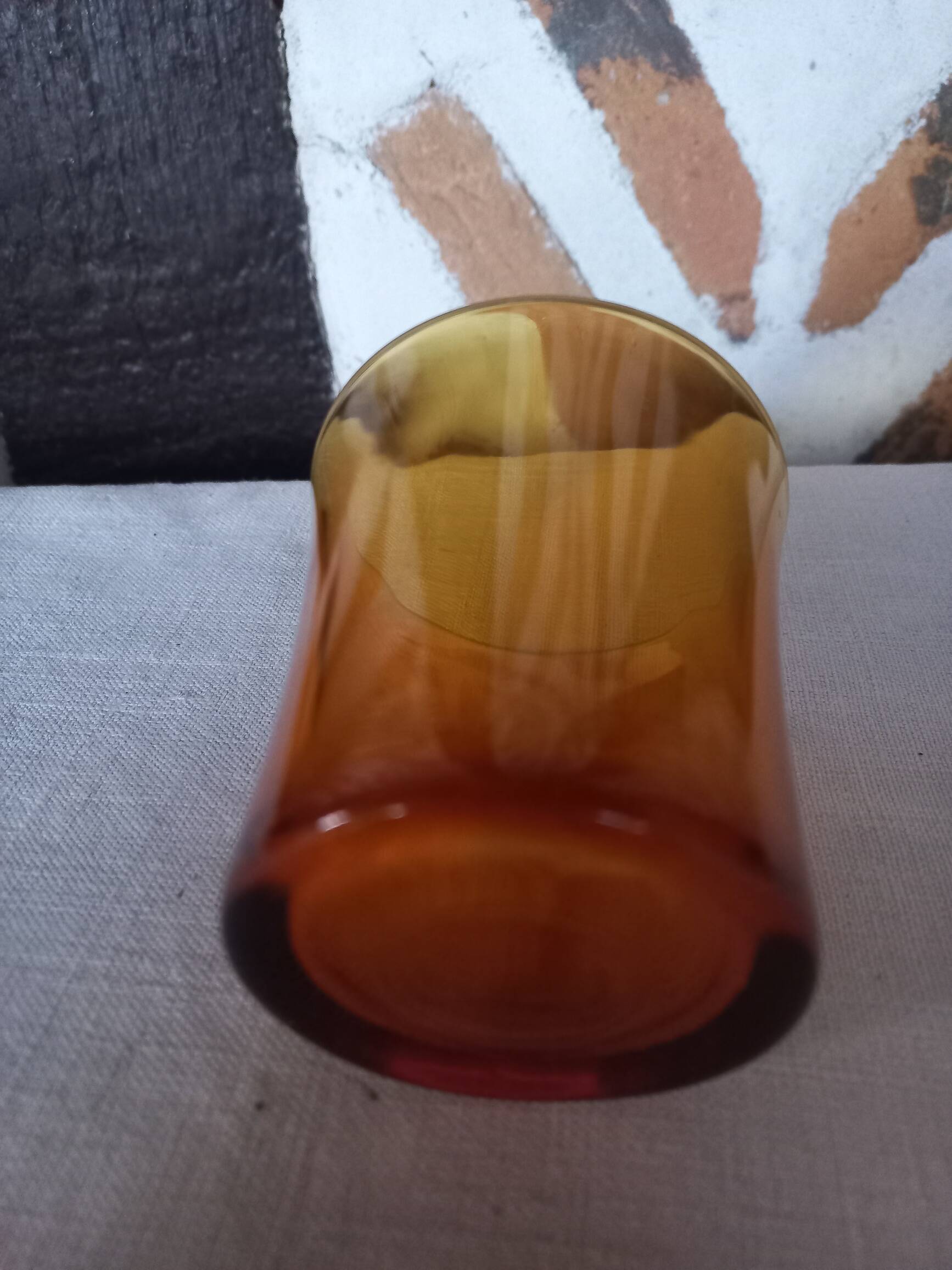 8 Duralex amber tumbler glasses