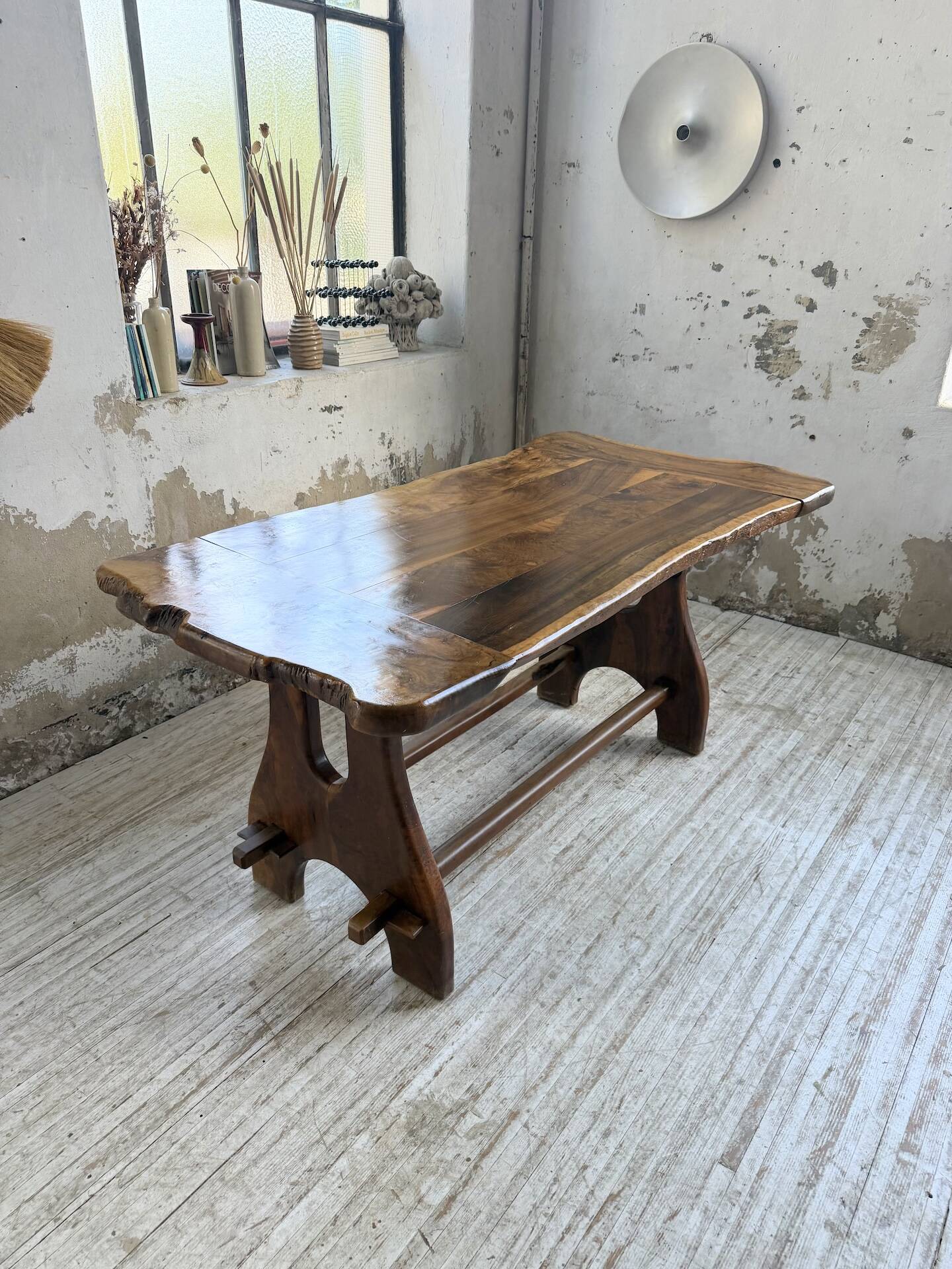Dining table in solid olive wood Maison Skela 1960