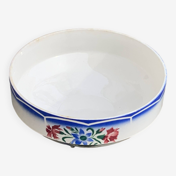 Salad bowl, Elorn model, digoin and sarreguemines, France, patterns of red carnations and blue columbines