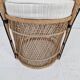 Boho Chic Rattan Barrel Chair with Custom Outdoor Cushion 1970's