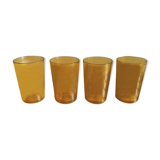 Lot of 4 glasses of amber water