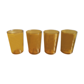 Lot of 4 glasses of amber water