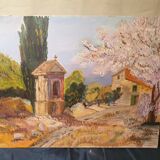 Regionalism Provence Painting Oil on canvas Oratory Sheep dated and signed