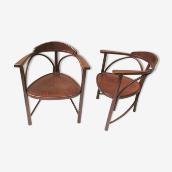 Paire de fauteuils Rondo Thonet N°81,  bois courbé, réédition Italcomma