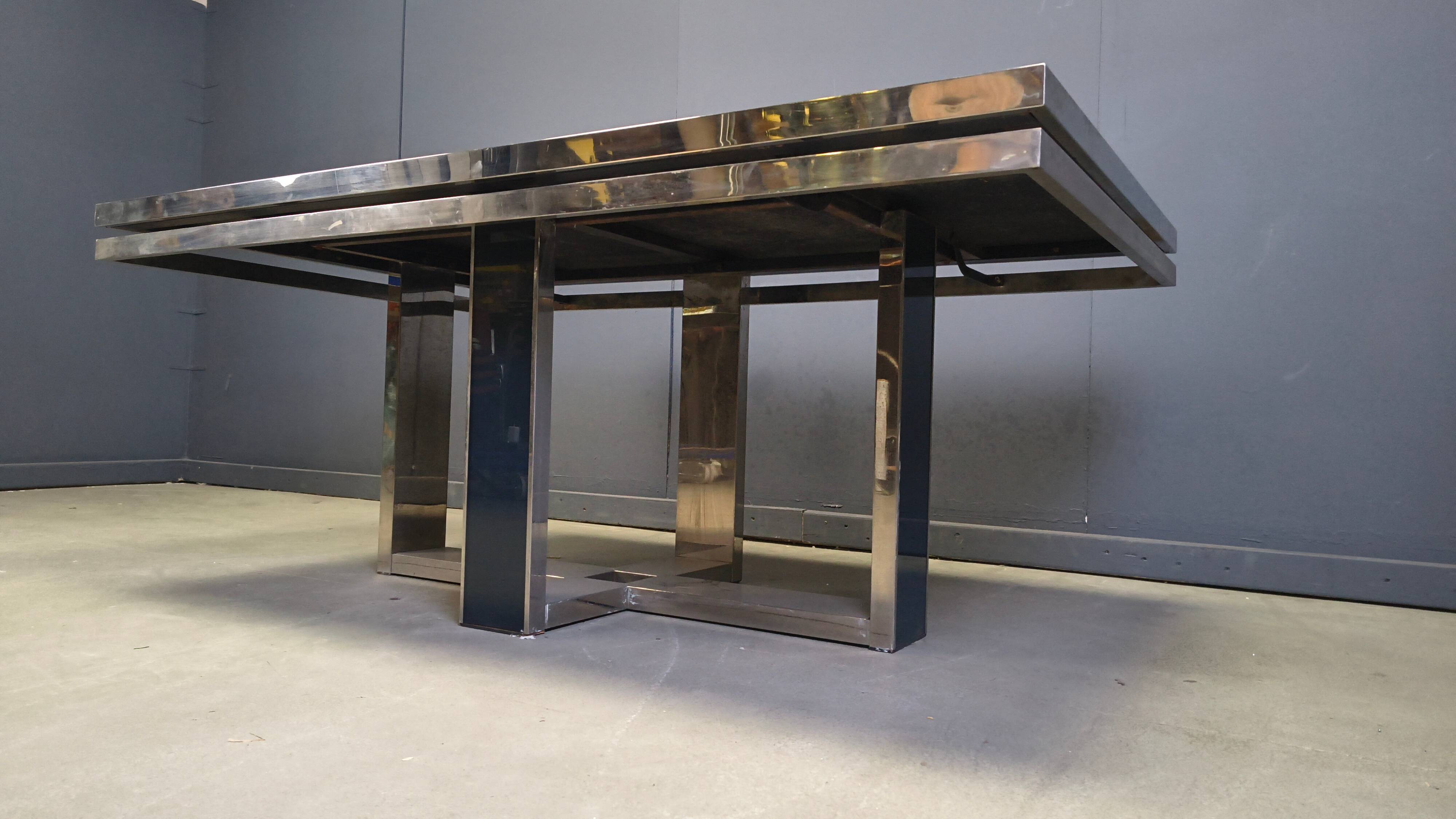 Vintage Italian chrome dining table, 1970s