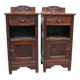 Pair of Art Nouveau bedside tables in solid oak, late 19th century.