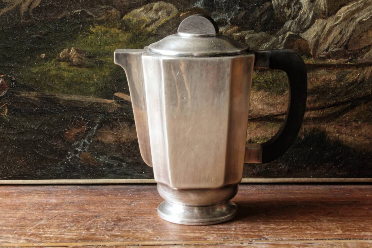Service à café / thé, art déco en métal argenté et ébène