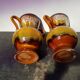 Pair of old Sarreguemines vase Hawaii model vintage multicolor ceramic