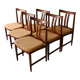 Set of 6 Scandinavian Teak Chairs with Yellow Seats