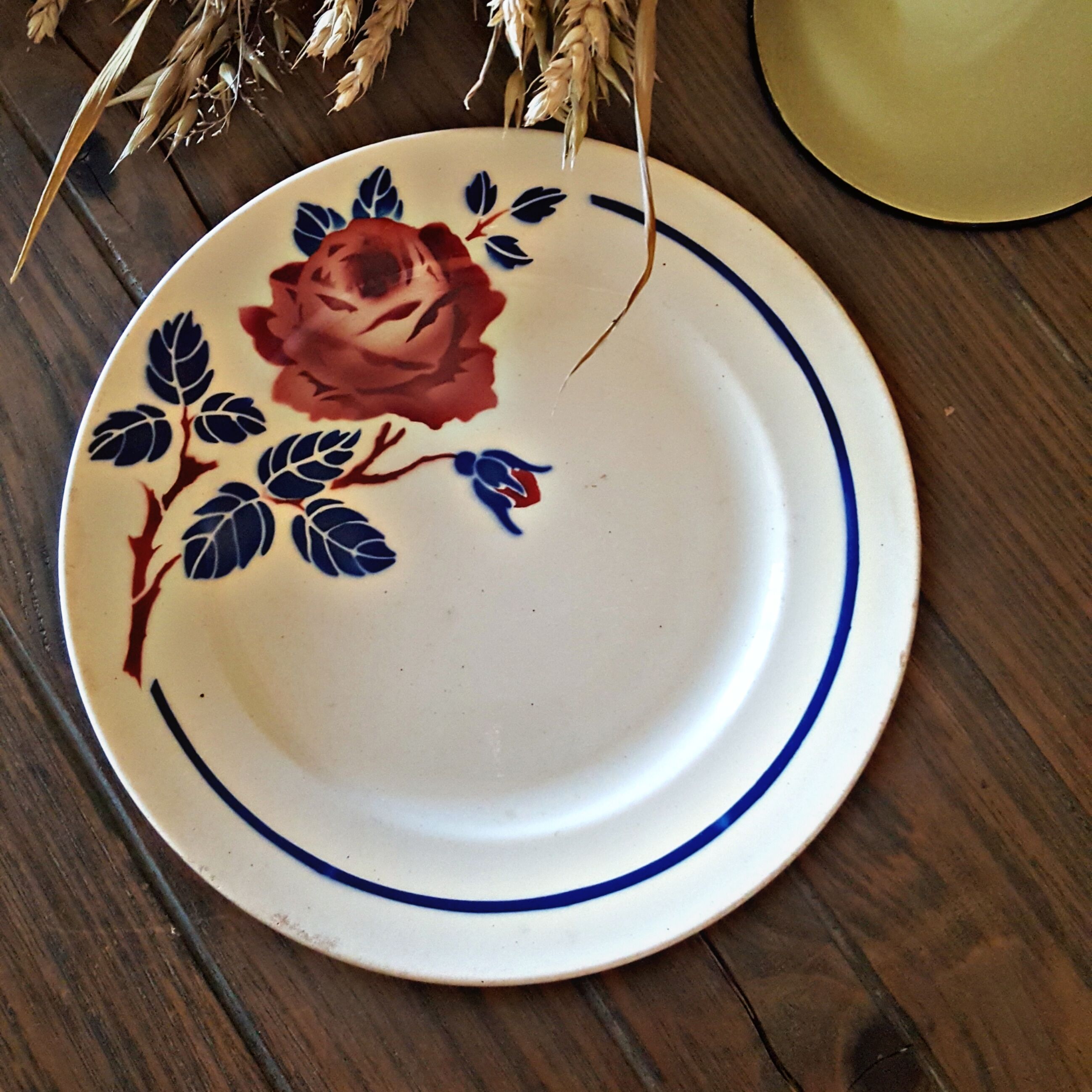 5 flat plates (floral pattern) mismatched: Badonviller (2+2) and a K&G Lunéville model Chantal