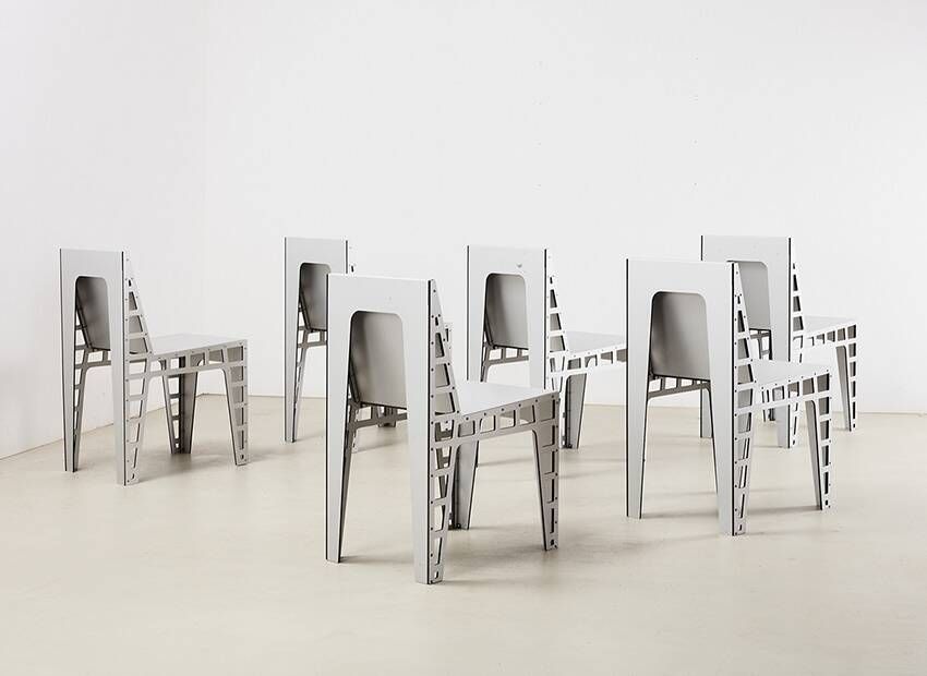 Very rare Set of 6 Alu Chairs by Richard Hutten for Hidden Netherlands 2000