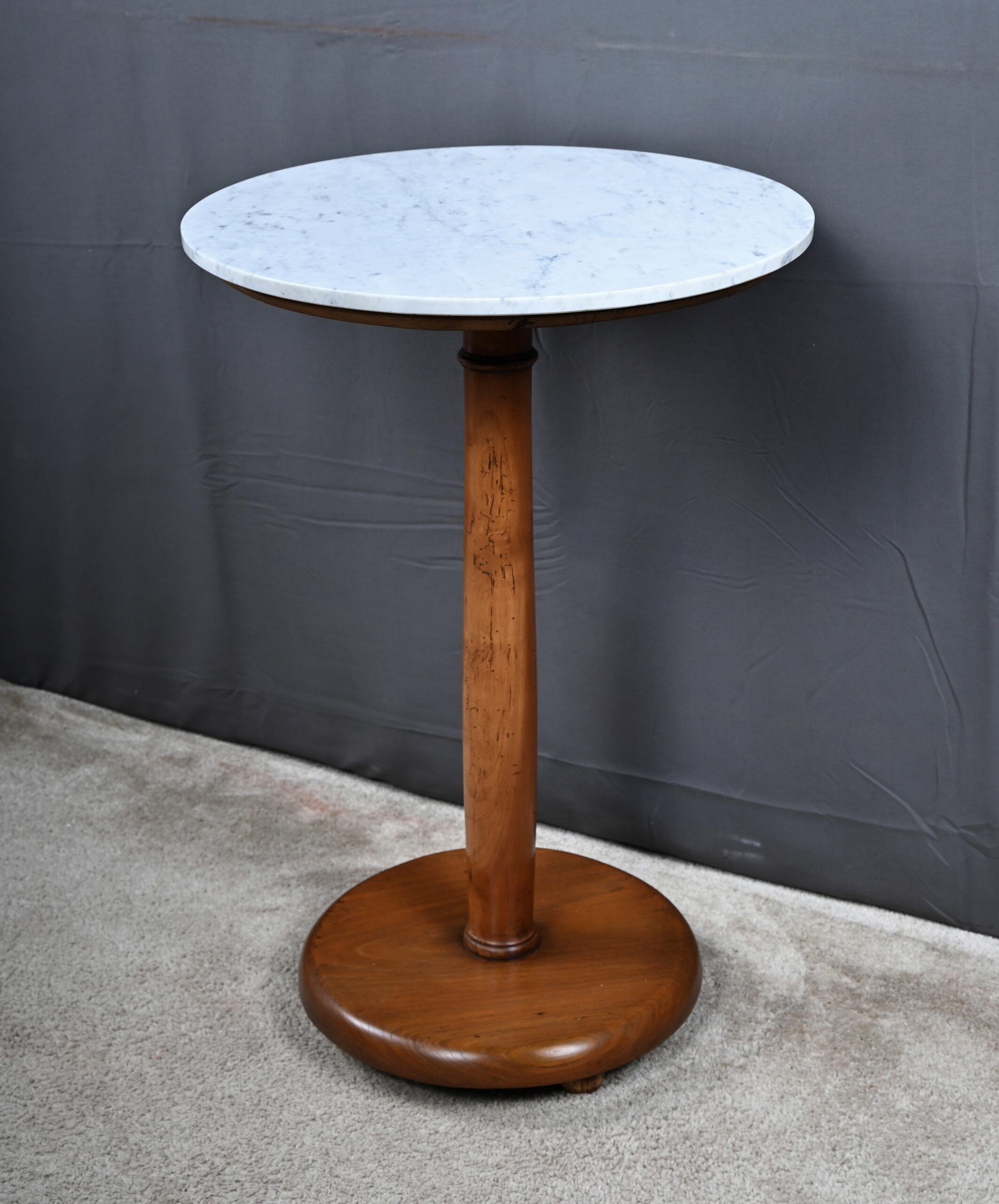 Walnut and marble gueridon, Restoration style – early 20th century