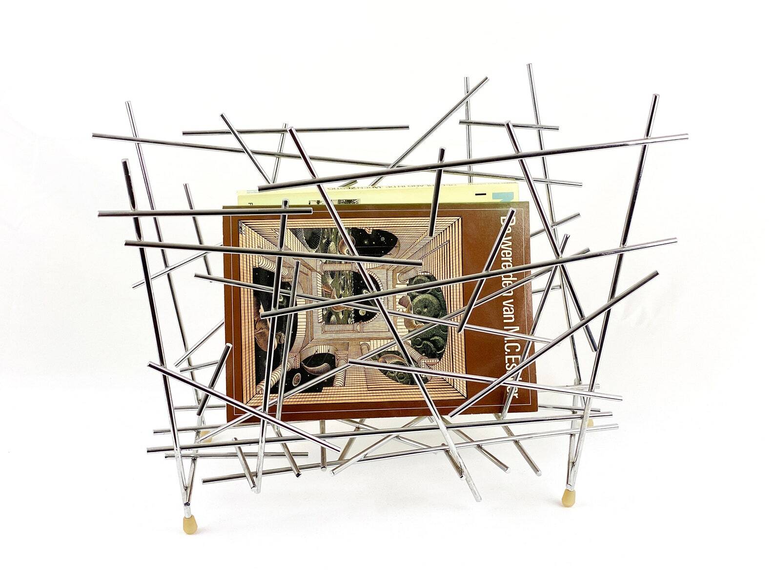 Vintage Fratelli Campana for Alessi magazine rack, Italian design