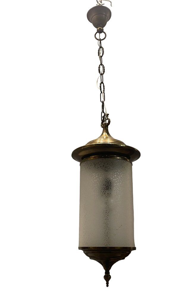 Vintage Glass Light Pendant in Bronze, 1960s