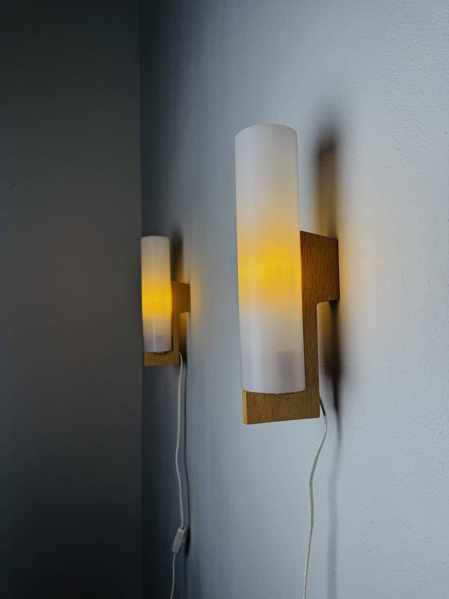 Cylindrical Wall Lamps By Uno & Östen Kristiansson For Luxus, Sweden 1960S