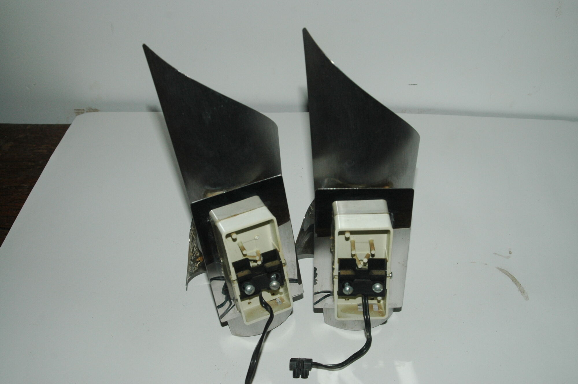 lot of 2 70's brushed aluminum wall light