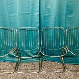 Set of 4 Gastone Rinaldi style chairs in chrome metal