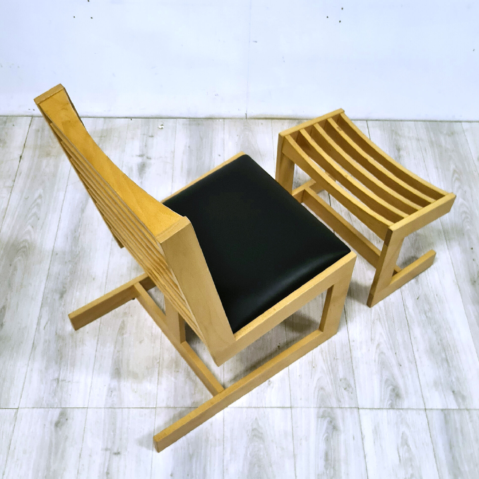 Modernist constructivist lounge chair with ottoman, 1980s