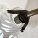 Antique swan neck wall lamp with frosted glass and porcelain