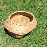 Atypical rattan panière - vintage