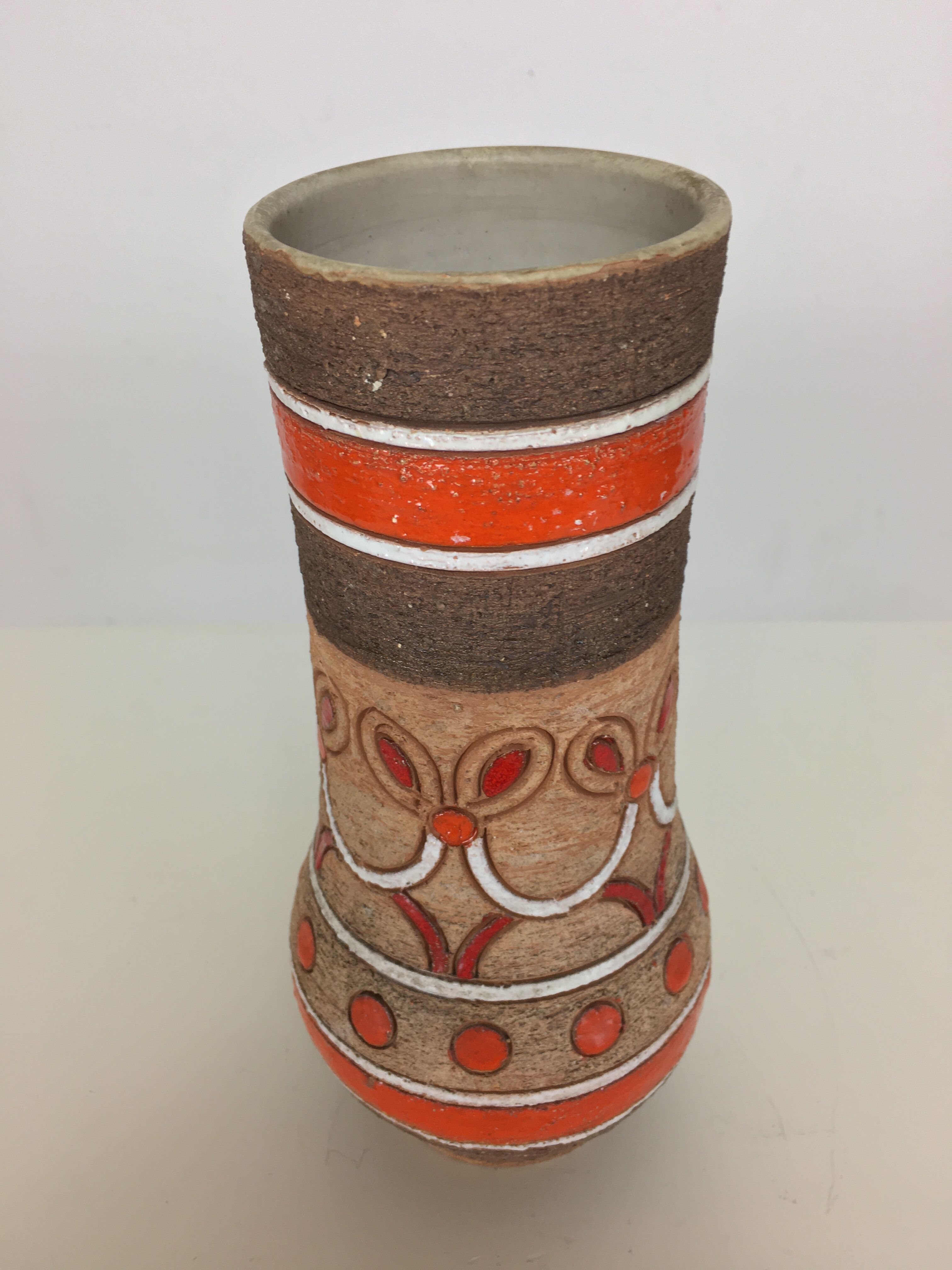 Vase 1970 Fratelli Fanciulacci, ceramic orange sandstone