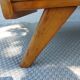 Commode vintage pieds compas en bois massif et osier