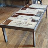 Coffee table herbarium décor Roger Capron Vallauris