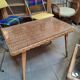 Vintage rattan coffee table with glass top