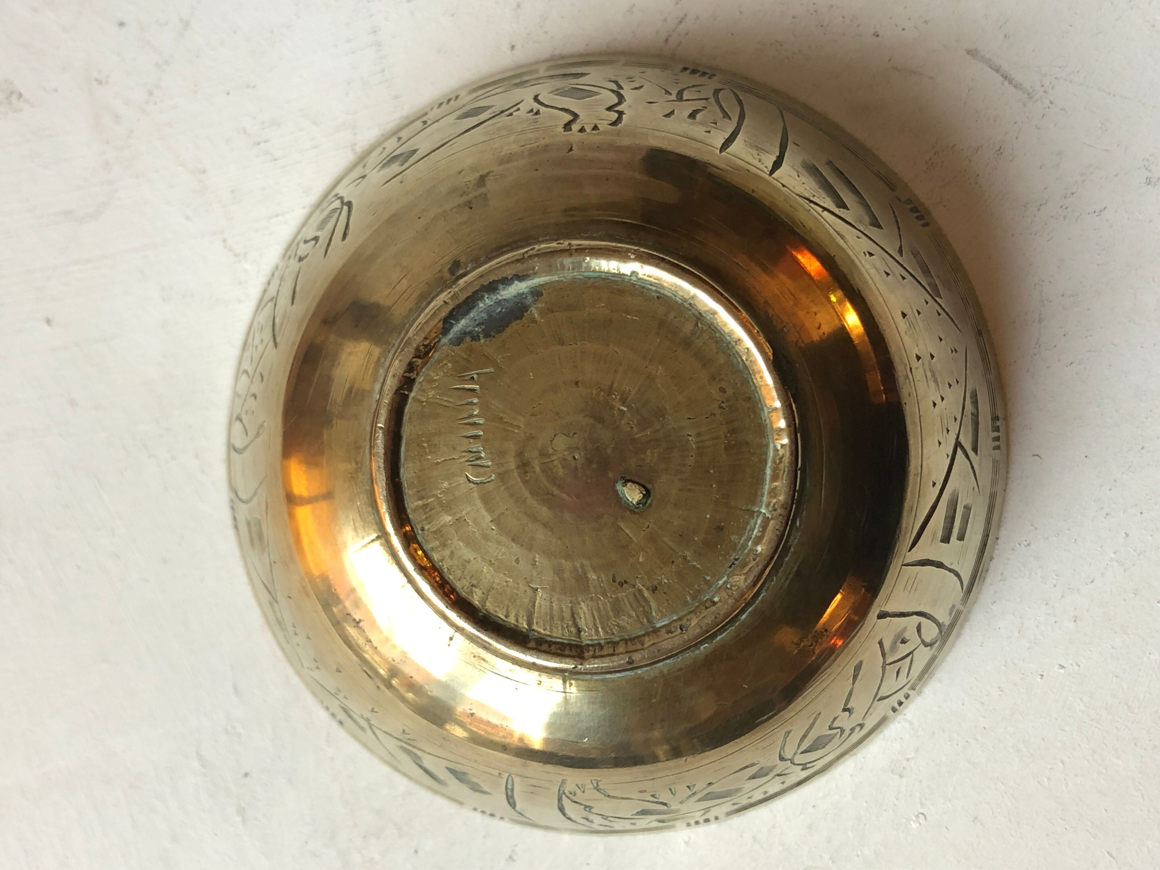 Set of brass Chinese cups