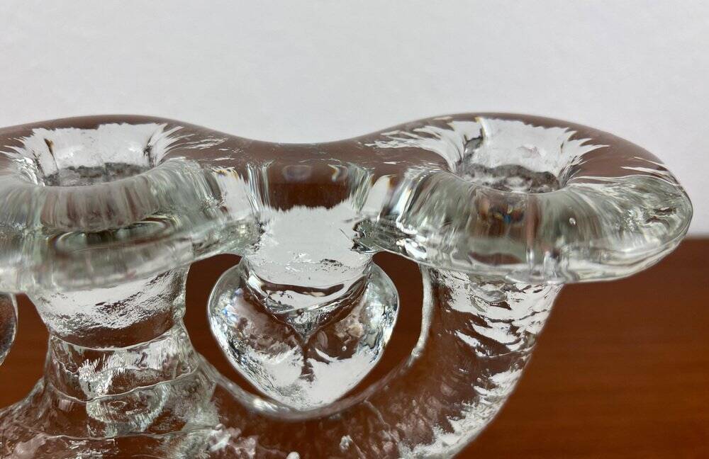 Vintage Swedish glass candlestick from Pukeberg, 1970s