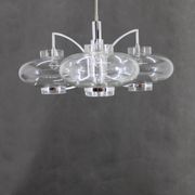 Lustre italien en verre et chrome des années 1970