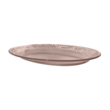 Plat oval verre rose bord ondulé