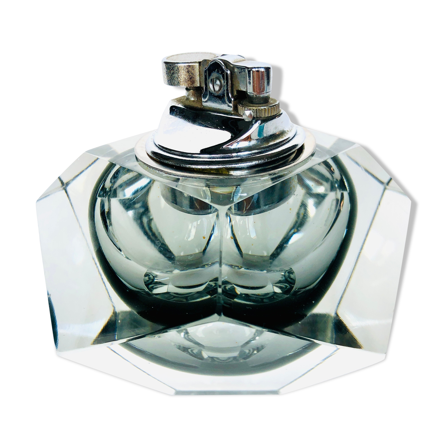 Briquet de table gris en verre de Murano Sommerso par Flavio Poli, années 1960