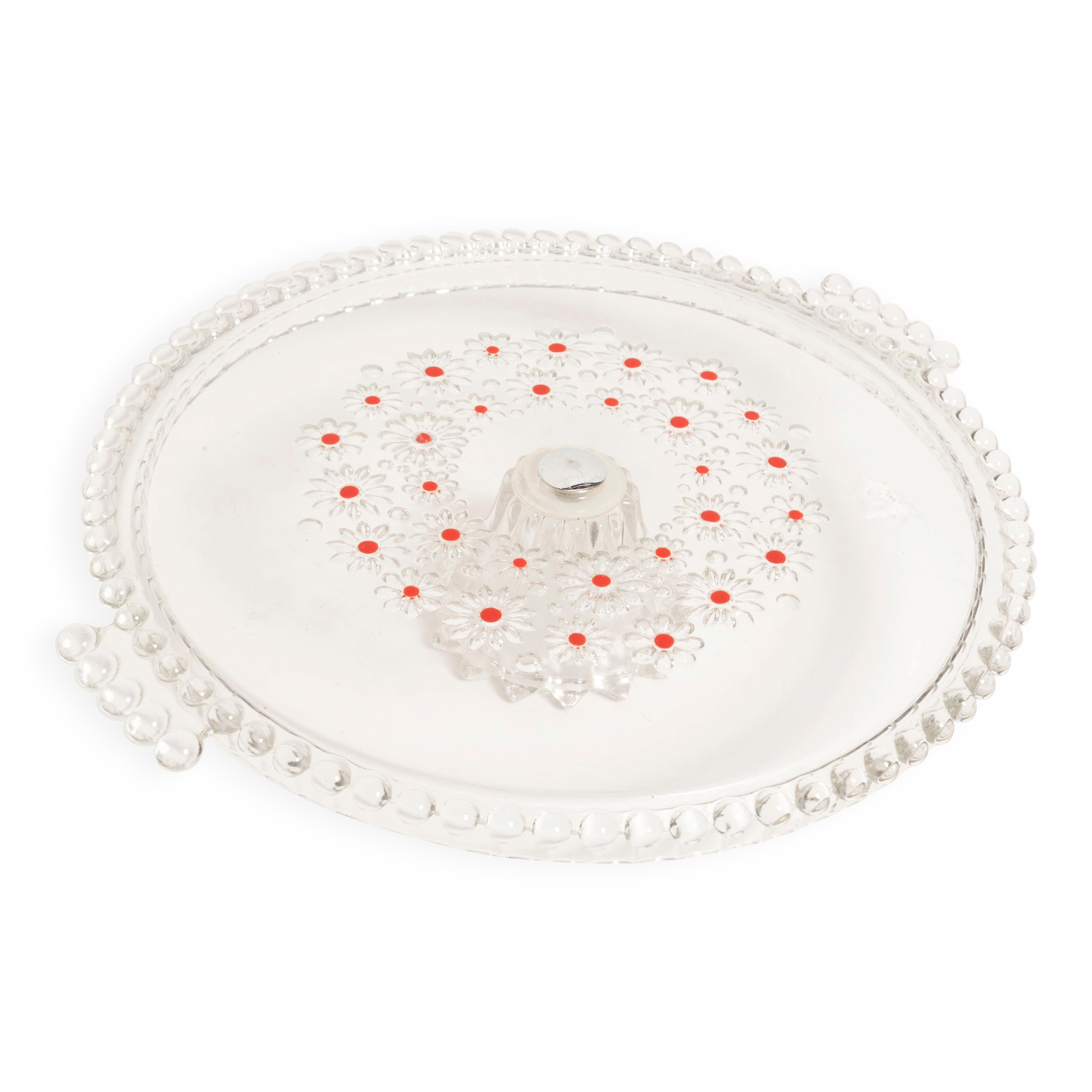Vintage transparent decorative plate with flowers, Italy, 1960s