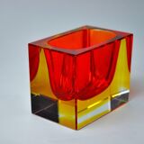 Sommerso red and yellow ashtray by seguso, murano, italy, 1970
