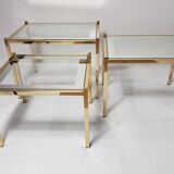 Three trundle tables gilded brass and silver 60s