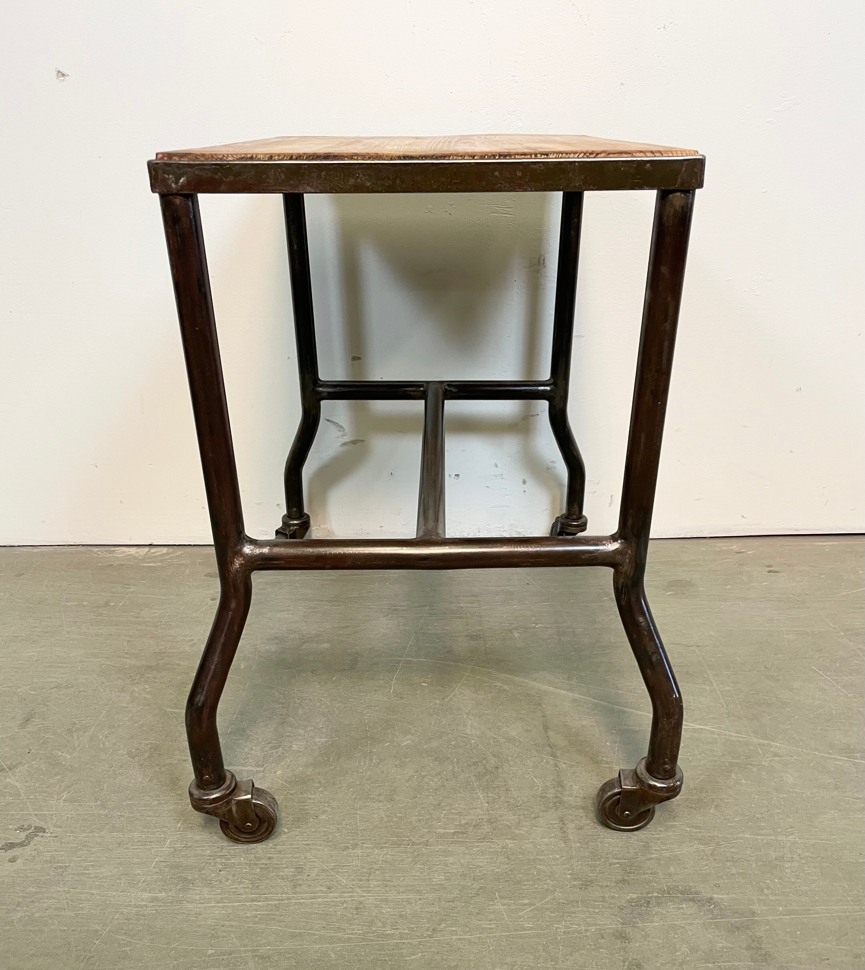 Industrial table on wheels, 1960s