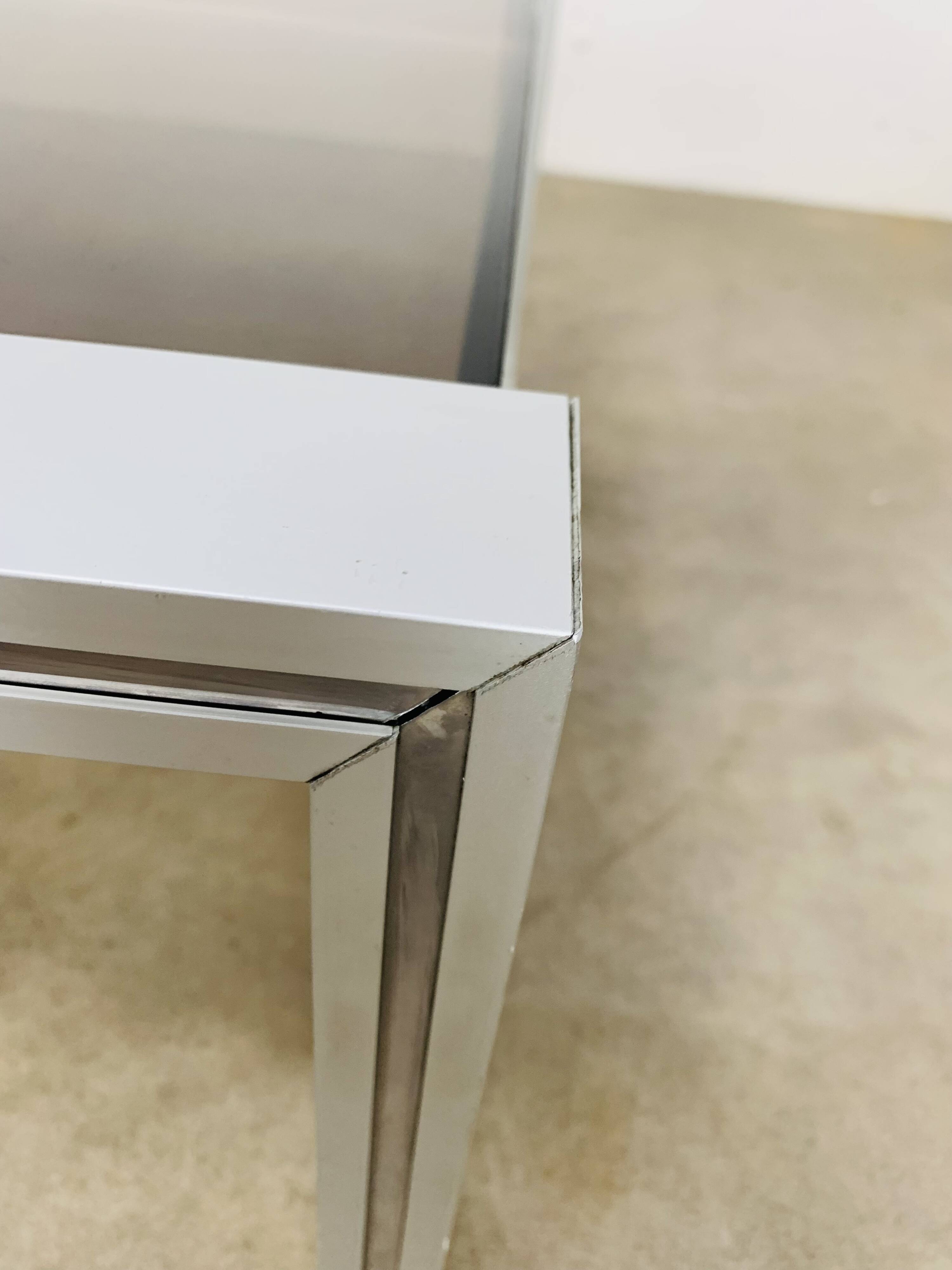 Aluminum and smoked glass coffee table, 1970s