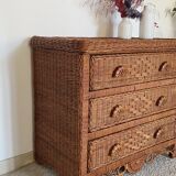 Vintage rattan chest of drawers