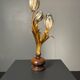 Midcentury Hollywood Regency Florentine gilt metal flower table lamp, 60s.