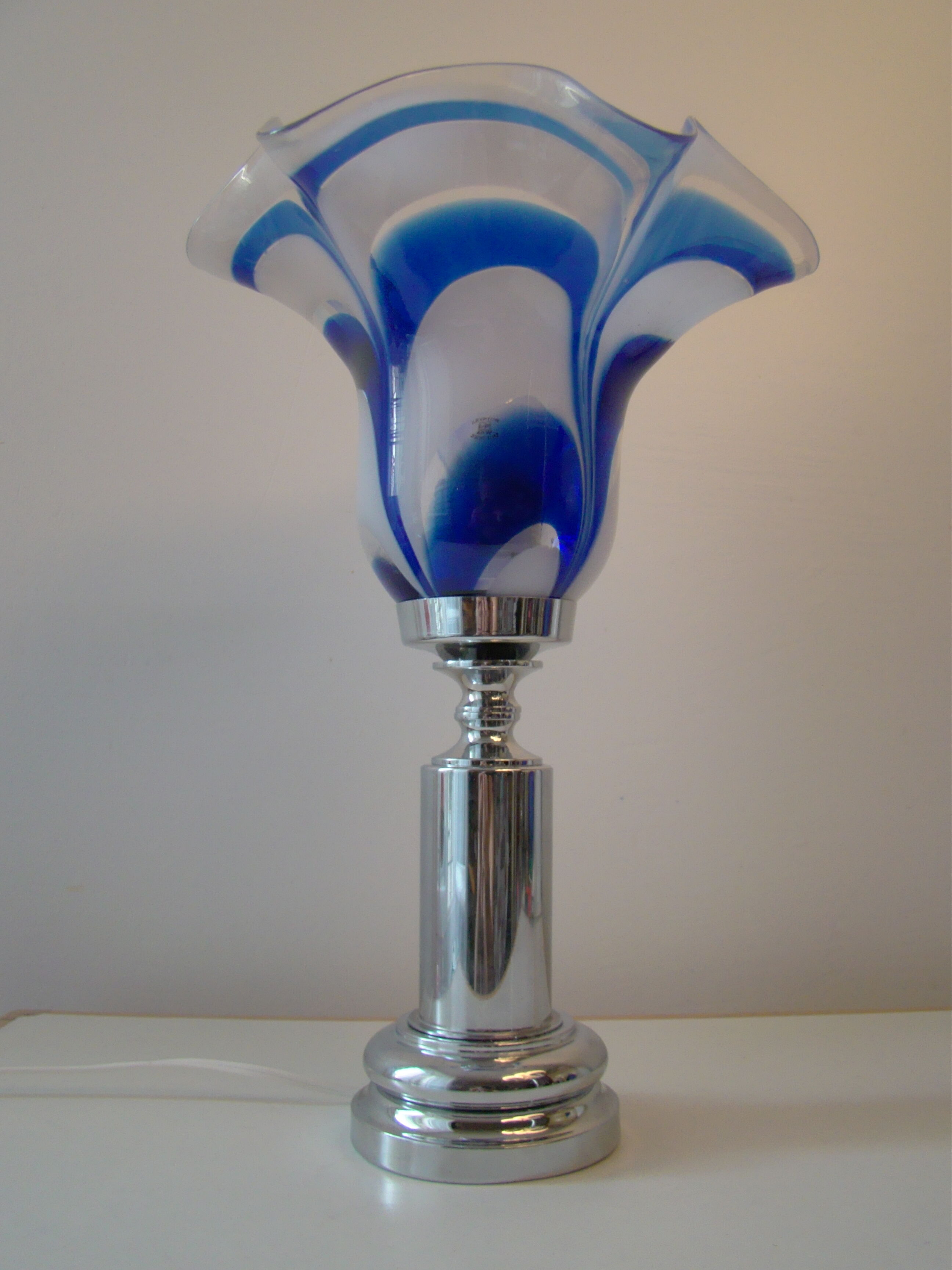 Vintage blue glass lamp Mazzega