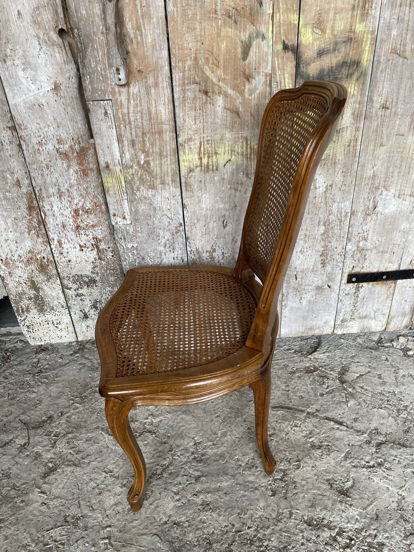 Antique chair louis xv style cherry wood + vintage caned seat