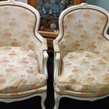 Pair of Louis XV style Bergère armchairs