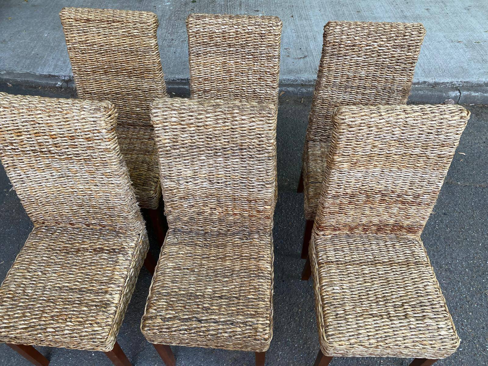6 abaca banana rattan chairs