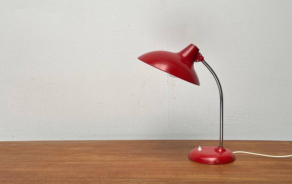 Red German table lamp mid-century 6786 by Christian Dell for Kaiser Idell, 1960s