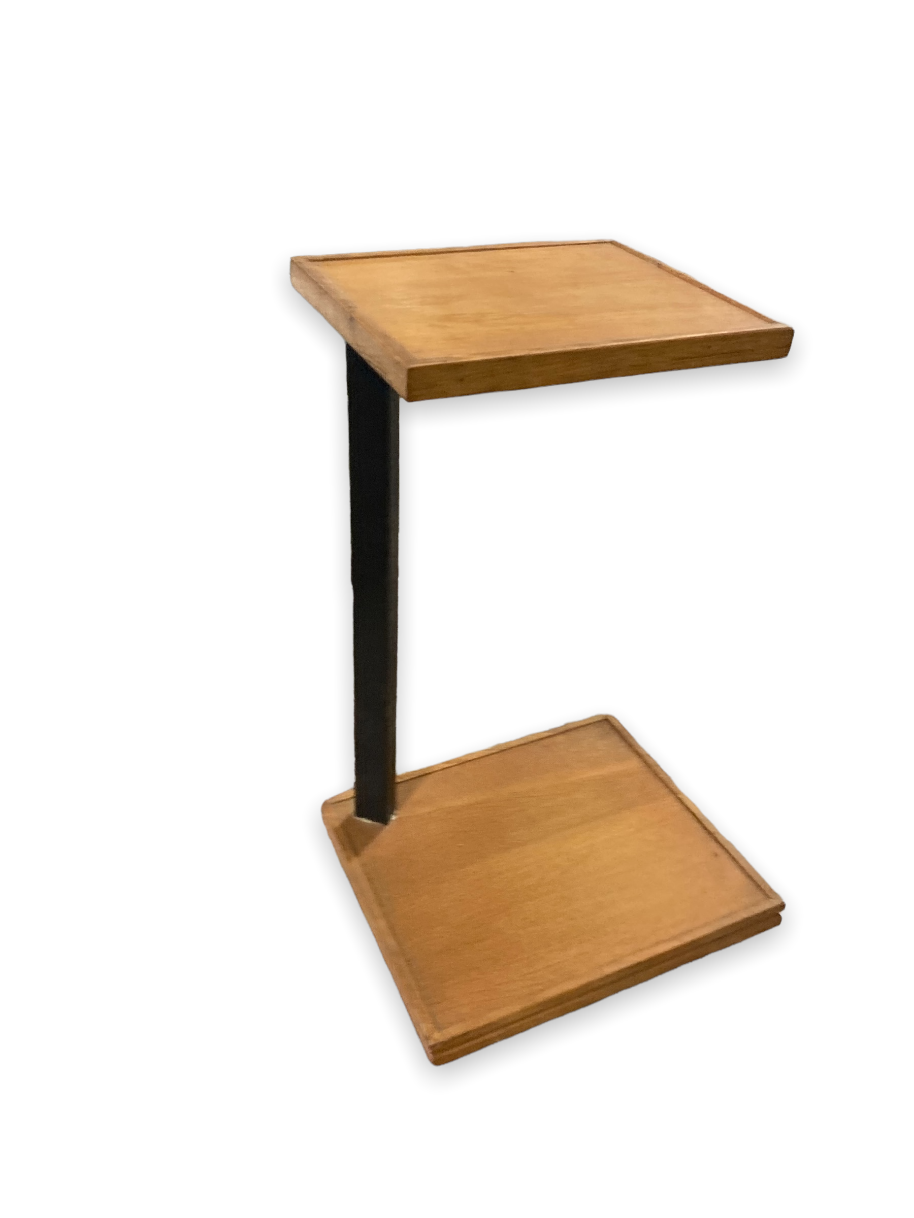 Table with two trays plant holder with midcentury wheel