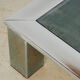 Chrome and glass coffee table.