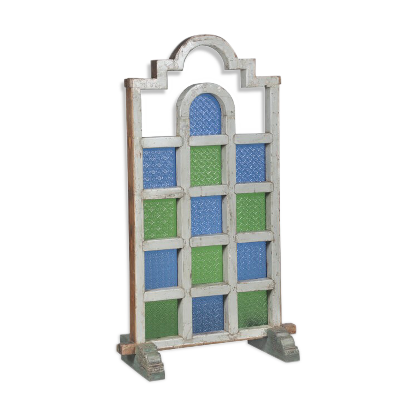 Screen art deco wood and glass colores piece of origin india