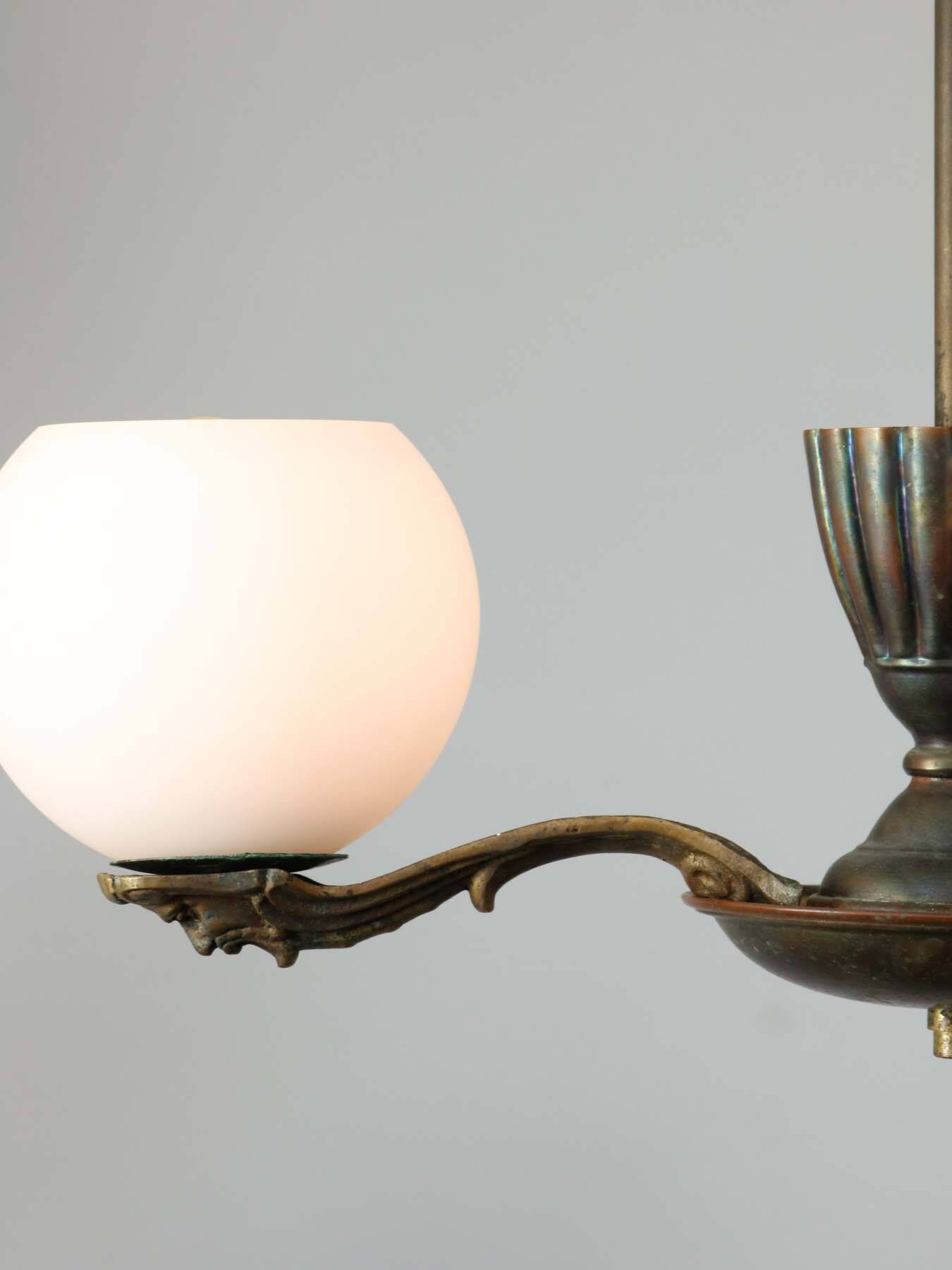 Art Deco French Brass Figural Chandelier, 1930