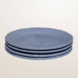 Set of 4 blue ceramic dessert plates.